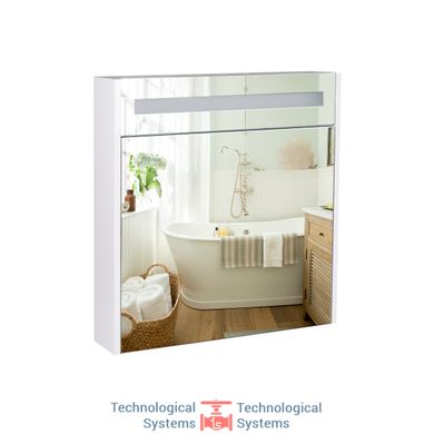 Зеркальный шкаф подвесной Qtap Robin 700х730х145 White с LED-подсветкой QT1377ZP7001W1