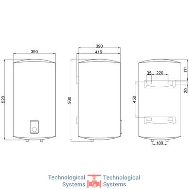 Водонагрівач Thermo Alliance Slim 80 л, сухий ТЕН 2х(0,8+1,2) кВт D80V20J(D)2-K4