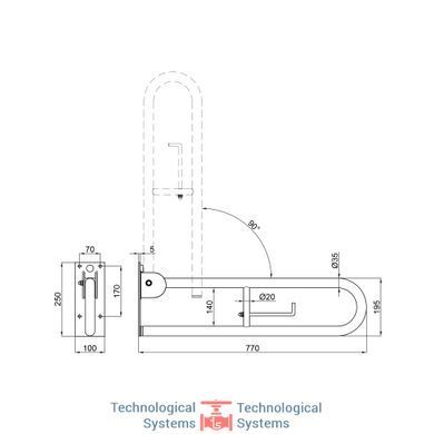 Поручень универсальный Qtap Freedom 770х170 Chrome QT2291UCHR4