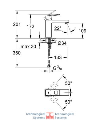 GROHE Eurocube Змішувач для раковини, одноважiльний2