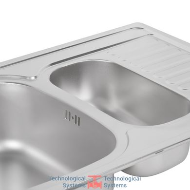 Кухонна мийка з додатковою чашею Lidz 7850 0,8 мм Micro Decor (LIDZ7850MDEC)1