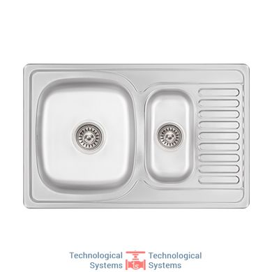 Кухонна мийка з додатковою чашею Lidz 7850 0,8 мм Micro Decor (LIDZ7850MDEC)3