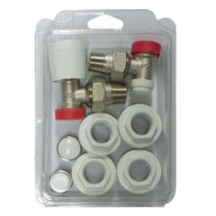 Комплект ручних кутових клапанів для мідної, багатошарової і PEX труби 3/8" Ду 10 (IVR 435)1