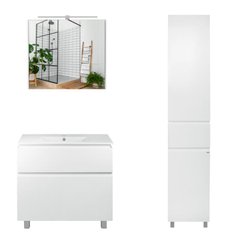Комплект мебели для ванной Qtap Albatross тумба с раковиной + зеркальный шкаф + пенал QT044AL429541