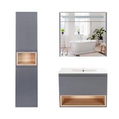 Комплект мебели для ванной Qtap Robin тумба с раковиной + зеркальный шкаф + пенал QT044RO429741