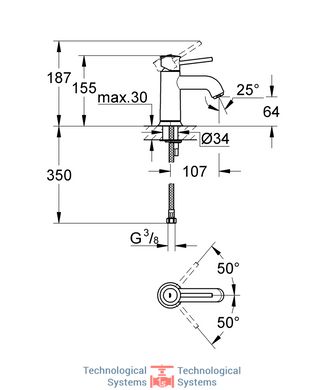 GROHE Bauclassic Змішувач одноважiльний для умивальника на один отвір2