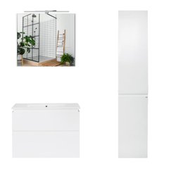 Комплект мебели для ванной Qtap Albatross тумба с раковиной + зеркальный шкаф + пенал QT044AL429581