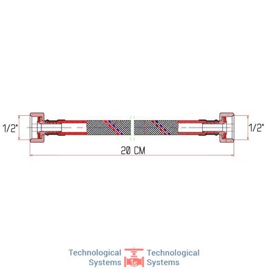 Шланг для воды SD FORTE 20 см В-В нержавеющая оплетка в силиконе SF381W202