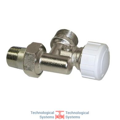 Реверсивный термостатический клапан с регулирующим колпачком, соединение для труб: медной, PEX и многослойной, патрубок без герметичной прокладки, никелированный 1/2" Ду 15 соединение 24-19 (IVR 571/2)1
