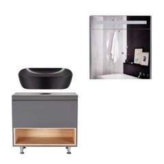 Комплект мебели для ванной Qtap Robin тумба + раковина + зеркальный шкаф QT044RO429821