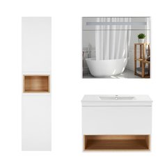 Комплект мебели для ванной Qtap Robin тумба с раковиной + зеркальный шкаф + пенал QT044RO429711