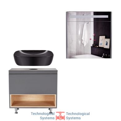 Комплект меблів для ванної Qtap Robin тумба + раковина + дзеркальна шафа QT044RO429821