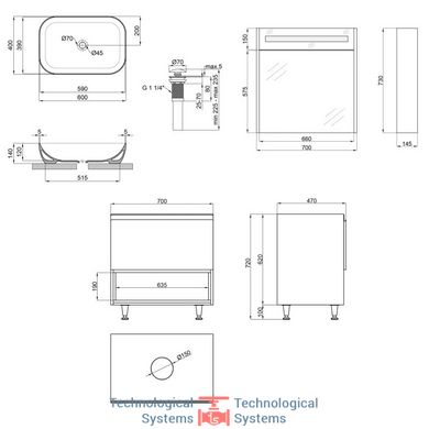 Комплект меблів для ванної Qtap Robin тумба + раковина + дзеркальна шафа QT044RO429822