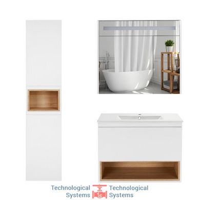 Комплект меблів для ванної Qtap Robin тумба з раковиною + дзеркальна шафа + пенал QT044RO429711