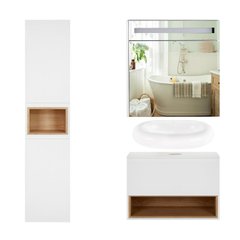Комплект мебели для ванной Qtap Robin тумба + раковина + зеркальный шкаф + пенал QT044RO429791