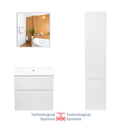 Комплект меблів для ванної Qtap Scorpio тумба з раковиною + дзеркальна шафа + пенал QT044SK429901
