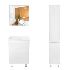 Комплект мебели для ванной Qtap Scorpio тумба с раковиной + зеркальный шкаф + пенал QT044SK429871