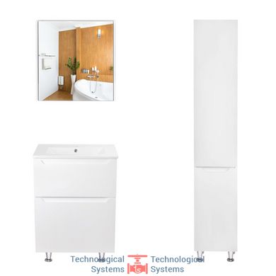 Комплект меблів для ванної Qtap Scorpio тумба з раковиною + дзеркальна шафа + пенал QT044SK429871