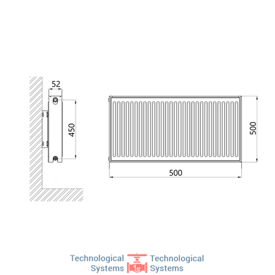 Радиатор стальной Thermo Alliance 11-К 500х500 боковое подключение2