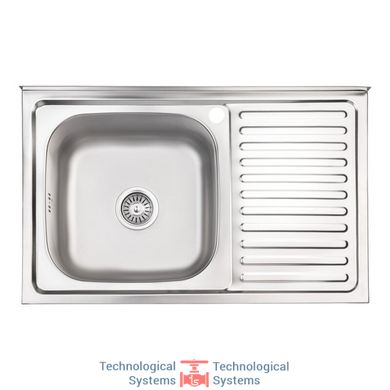 Кухонна мийка Lidz 5080-L Satin 0,8 мм (LIDZ5080LSAT8)1