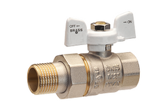 Кран кульовий зі згоном Brass 15 1/2" білий метелик1