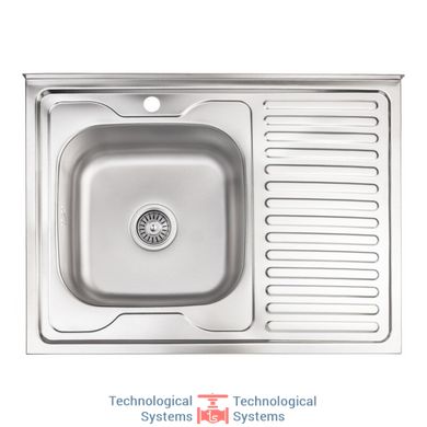 Кухонна мийка Lidz 6080-L Decor 0,8 мм (LIDZ6080LDEC08)1