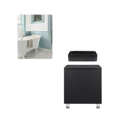 Комплект меблів для ванної Qtap тумба + раковина + дзеркало QT044VI430141