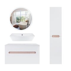 Комплект мебели для ванной Qtap Virgo тумба + раковина + зеркало + пенал QT044VI430011