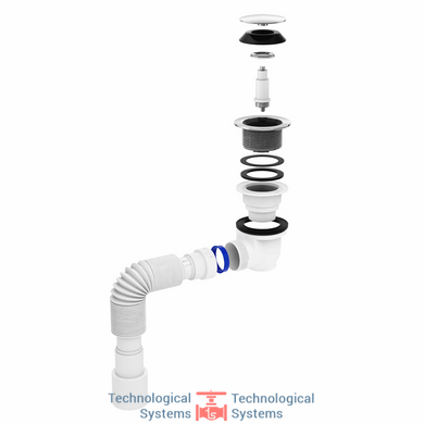 Сифон для душового піддону FADO 1 1/2" Click-Clac на 90 гофра 40*40/502