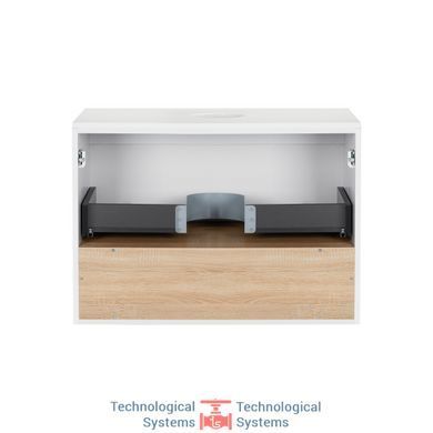 Тумба подвесная Qtap Robin 600х476х437 White/Whitish oak со столешницей QT1379TPН6001WWO5