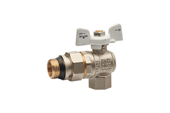Кран кульовий зі згоном кутовий Brass 15 1/2" білий метелик1