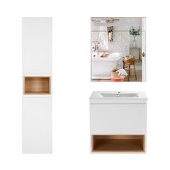 Комплект мебели для ванной Qtap Robin тумба с раковиной + зеркальный шкаф + пенал QT044RO429691