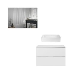 Комплект мебели для ванной Qtap Tern тумба + раковина + зеркало QT044VI430061