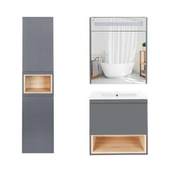 Комплект мебели для ванной Qtap Robin тумба с раковиной + зеркальный шкаф + пенал QT044RO429721