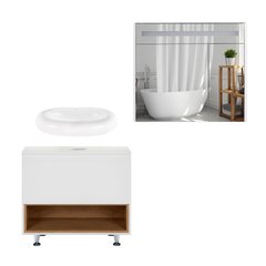 Комплект мебели для ванной Qtap Robin тумба + раковина + зеркальный шкаф QT044RO429771