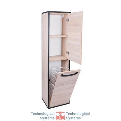 Пенал подвесной Qtap Taurus 350х1450х300 Whitish oak с корзиной для белья QT2476PP1451KRWO2