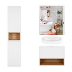 Комплект мебели для ванной Qtap Robin тумба + раковина + зеркальный шкаф + пенал QT044RO429781