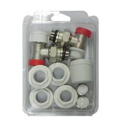 Комплект термостатичних кутових клапанів для мідної, багатошаровою і PEX труб. 1/2" Ду 15 сполучення 24-19 kit Saturn Sq TR (IVR 436)1