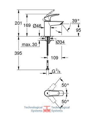 GROHE EUROSMART NEW Смеситель для умывальника однорычажный, S-Size, цвет чёрный матовий6