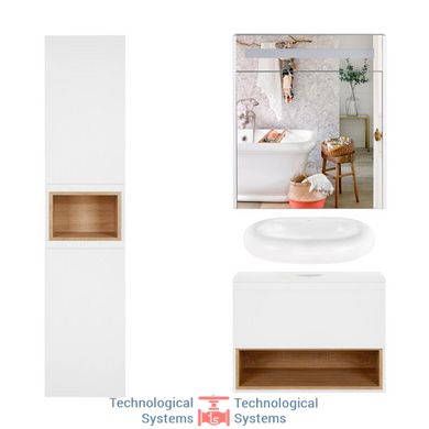 Комплект меблів для ванної Qtap Robin тумба + раковина + дзеркальна шафа + пенал QT044RO429781
